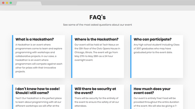 Picture of faq section of page