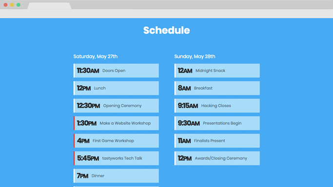 Schedule Section of site