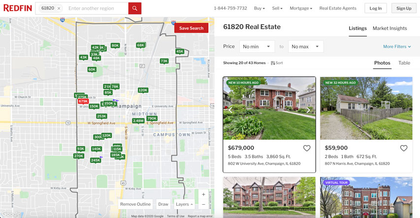 Redfin map view